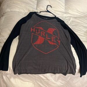 Large hurley 2 tone long sleeve (thin material 85%cotton15%poly)